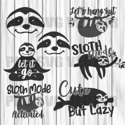 Sloth svg, Sloth mode svg, sloth quotes svg, let it go clipart, sloth  vector, sloth silhouette, sloth cutting file, sloth file for cricut