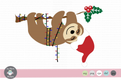 Christmas Sloth SVG, Christmas Sloth Clipart By Jae Marie ...