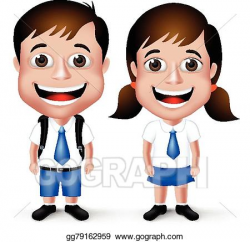 EPS Vector - School boy & girl student character. Stock Clipart ...