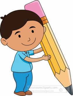 School student character holding big pencil clipart - Cliparting.com