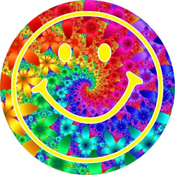 Amazon.com: Smiley Face Over Swirly Psychedelic Rainbow ...