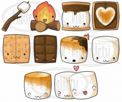 Kawaii Smores Clipart - Smore\'s ClipArt - Instant Download ...
