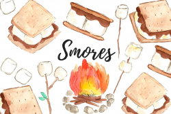 Watercolor Smores Camping Clip Art ~ Illustrations ...