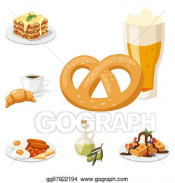 EPS Vector - European tasty food cuisine dinner food showing ...