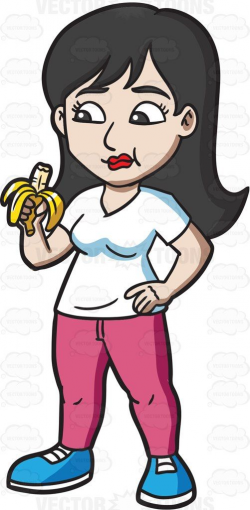 A woman eating a banana for her snack #cartoon #clipart ...