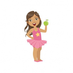 Girl Holding Green Apple Healthy Snack For Teeth Clipart ...