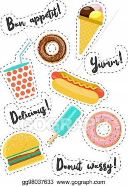 EPS Vector - Fast food vecor stickers. Stock Clipart ...