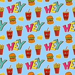 Pop art seamless pattern with food. modern wrapping paper ...