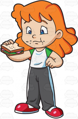 A girl munches a ham sandwich for her snack #cartoon ...