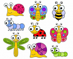 Cute Bugs Clip Art, Insects Clipart, Ladybug, Snail ...