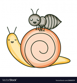 Cute ant insect and snail kawaii characters
