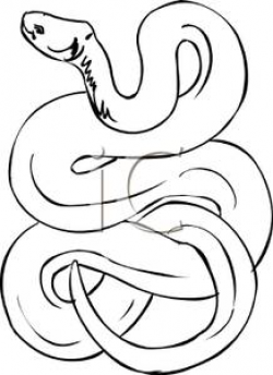 Outline of A Coiled Snake - Royalty Free Clipart Picture
