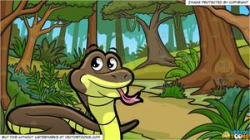 A Snake Slithering Around and A Lush Jungle Background
