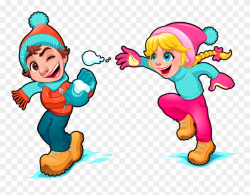 Cartoon Snow Play Illustration - Kids Playing In The Snow Cartoon ...