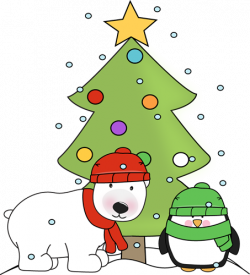 christmas clip art | Penguin, Polar Bear, and Christmas Tree in the ...