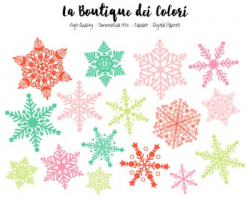 Christmas Snow Clipart - PNG Cute Snowflake Clip Art - Small Commercial Use