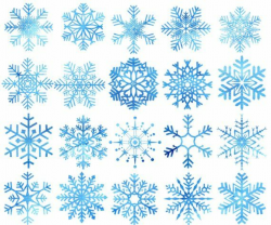 Watercolor Snowflakes Clipart: \