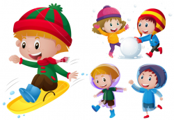 Kids playing with snow and rain illustration Royalty-Free Stock ...