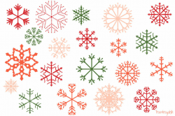 Red Christmas snowflakes clipart set, Pink snowflake clip art ...