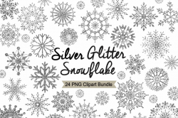 Silver Glitter Snowflake Clipart ~ Illustrations ~ Creative Market