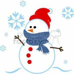 snowman wrapped in a blue scarf clipart. Royalty-free clipart # 381037