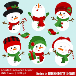 Christmas Snowmen Clipart | Huckleberry Hearts