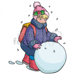 Child building a snowman clipart. Royalty-free clipart # 143610