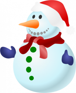 Vector clip art of happy colorful snowman with scarf | Public domain ...