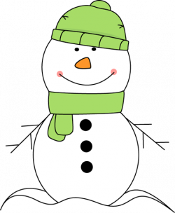 cute snowman wearing a green hat and scarf clip art | CLIP ART ...