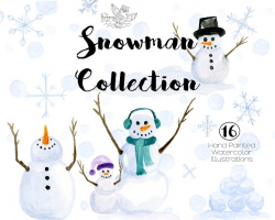 Snowman Watercolor Clipart ~ Illustrations ~ Creative Market