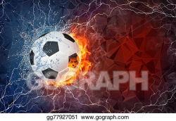Clip Art - Soccer ball in fire and water. Stock Illustration ...