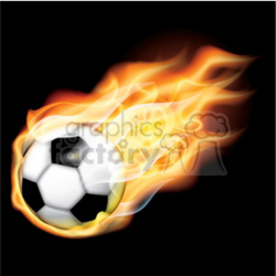 flaming vector soccer ball on black clipart. Royalty-free clipart # 384135