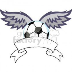Soccer ball with wings banner clipart. Royalty-free clipart # 379802