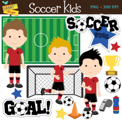 Soccer Clip Art - Soccer Boys Clipart - Cute Digital Clipart ...