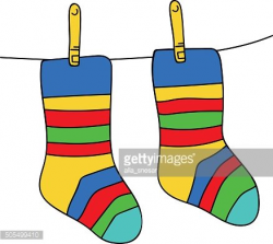 Two Hanging Striped Socks Isolated On White Background ...