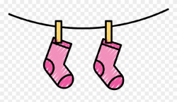 Socks Hanging From A Line Drawing Clipart - Clipart Png ...