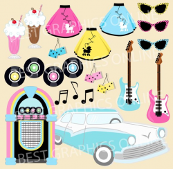 Instant download, 50\'s Retro Vintage clipart, Commercial use ...