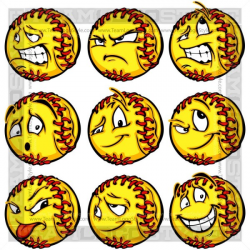 Angry Softball - Vector Clipart Softballs with Crazy Faces