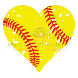 Distressed Softball Heart SVG Files Grunge Cut File Designs ...
