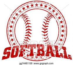 EPS Vector - Softball design - vintage. Stock Clipart Illustration ...