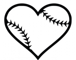 Heart black and white softball heart clipart - ClipartBarn