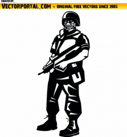 Standing soldier clipart Vector | Free Download
