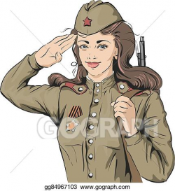 Vector Clipart - Russian girl soldier female soldier. Vector ...