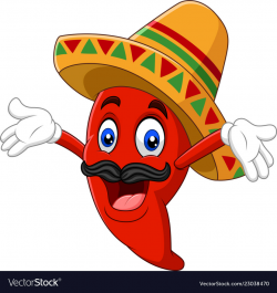 Cartoon happy sombrero chili pepper