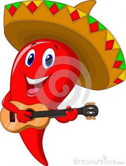 Chili pepper mariachi cartoon wearing sombrero | Mexican art ...