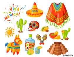 Mexico icons vector illustration traditional graphic travel ...