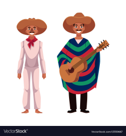 Mexican man in traditional national sombrero and
