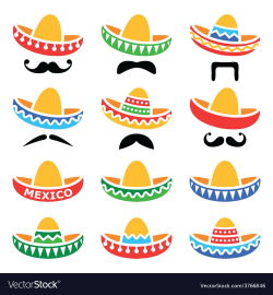 Mexican Sombrero hat with moustache or mustache