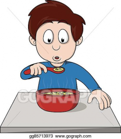 EPS Vector - Child eat soup. Stock Clipart Illustration ...