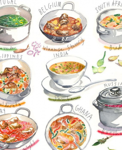 Food around the world poster Kitchen art Watercolor in 2019 ...